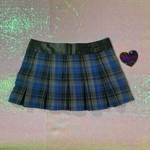 Abbey Dawn Blue & Black Biker Chic Pleated Skirt (9) ★彡
